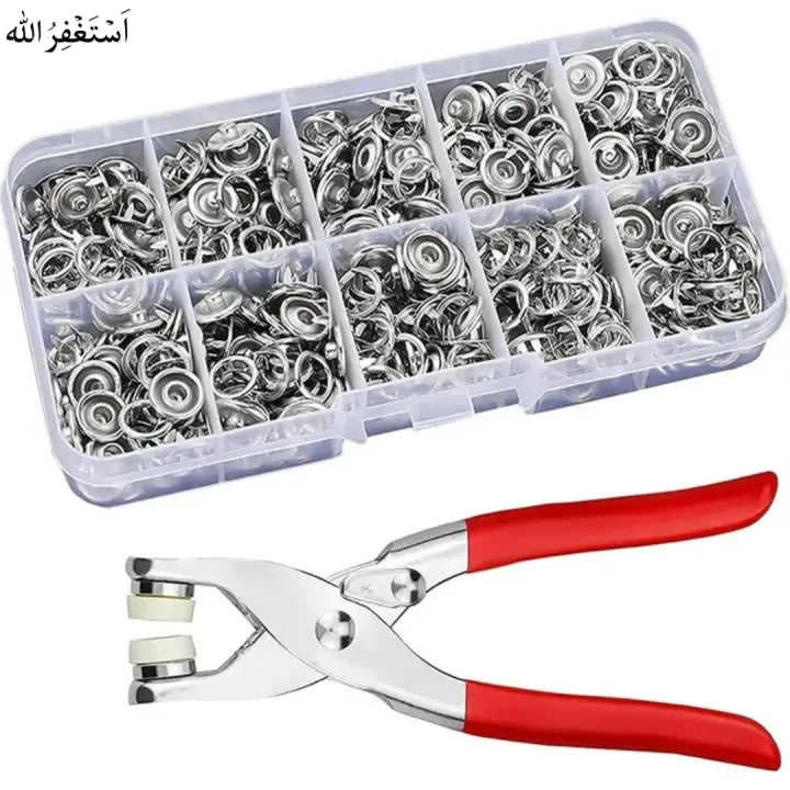 High-Quality Metal Tich Button Tool with 100 Buttons – Free Delivery with 50% Off 🎁