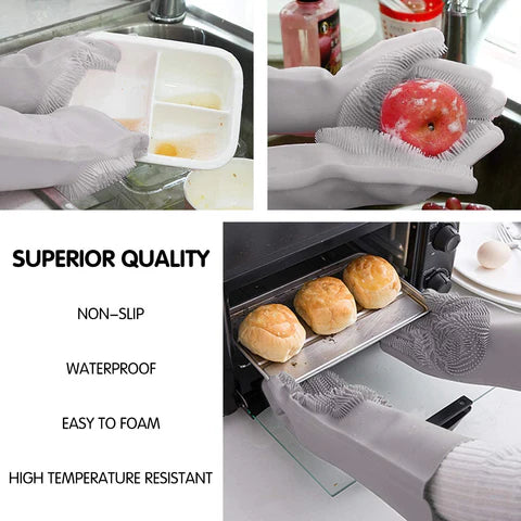Magic Silicone Dishwashing Gloves | Reusable Cleaning Gloves | Dishwashing, Car Wash & Kitchen Use |