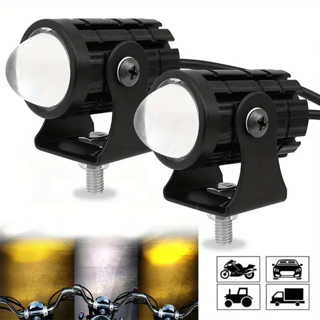 2 Pcs Set Mini Driving Fog Lights with Two Colour White & Yellow | Free delivery with 50% off 🎁