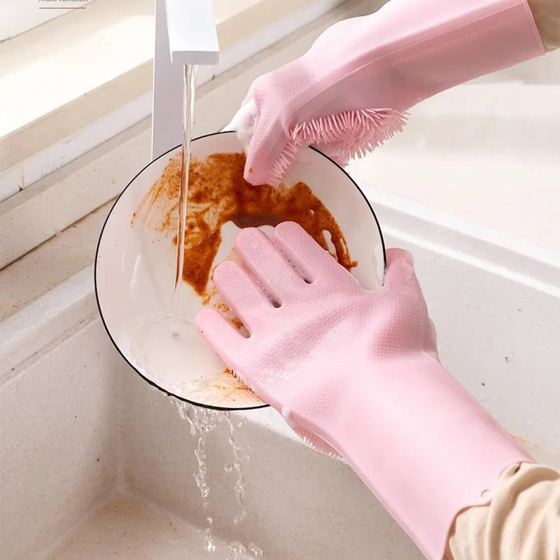 Magic Silicone Dishwashing Gloves | Reusable Cleaning Gloves | Dishwashing, Car Wash & Kitchen Use |