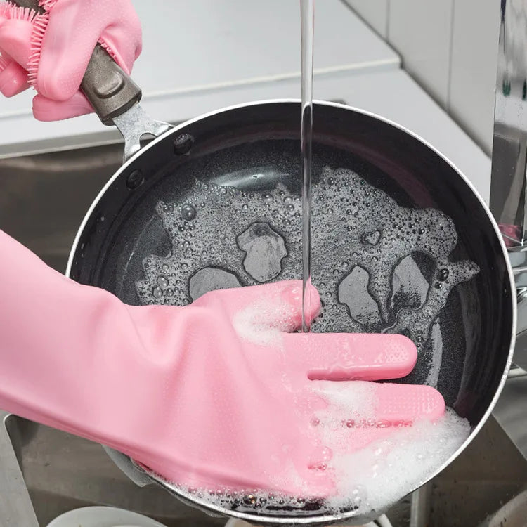 Magic Silicone Dishwashing Gloves | Reusable Cleaning Gloves | Dishwashing, Car Wash & Kitchen Use |