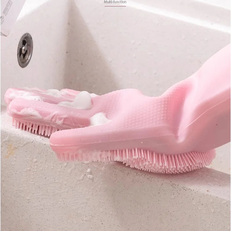 Magic Silicone Dishwashing Gloves | Reusable Cleaning Gloves | Dishwashing, Car Wash & Kitchen Use |