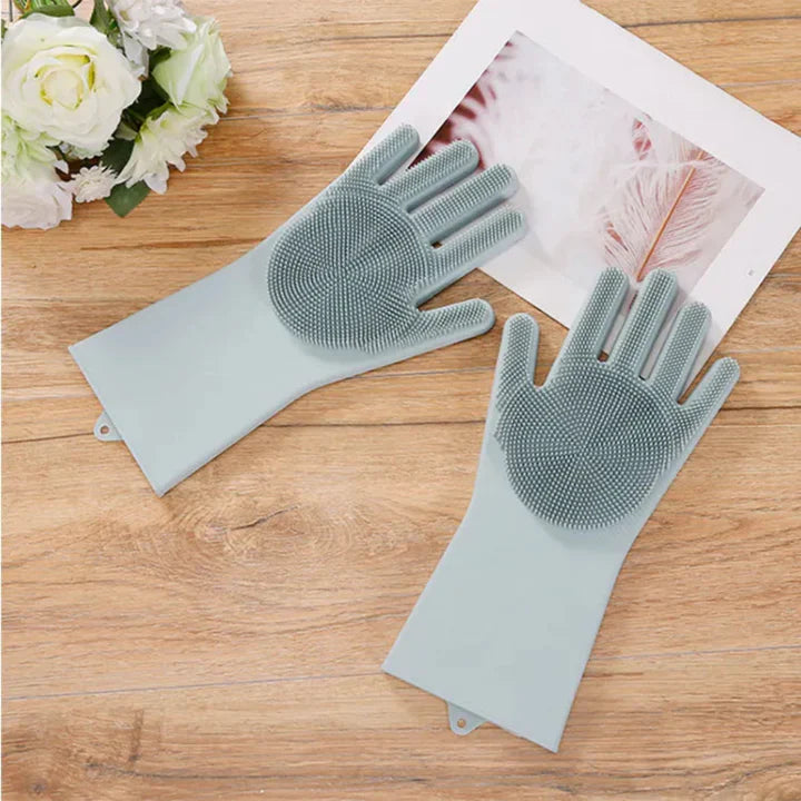 Magic Silicone Dishwashing Gloves | Reusable Cleaning Gloves | Dishwashing, Car Wash & Kitchen Use |