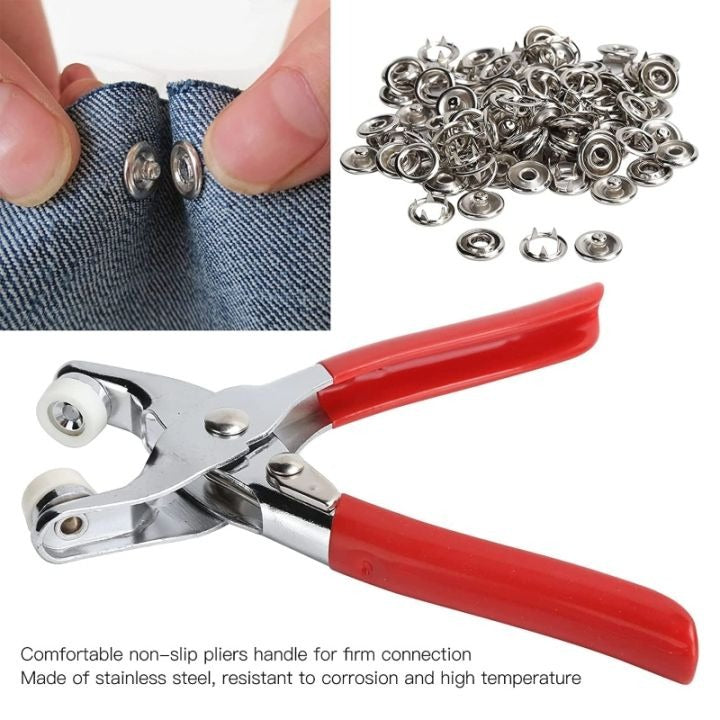 High-Quality Metal Tich Button Tool with 100 Buttons – Free Delivery with 50% Off 🎁