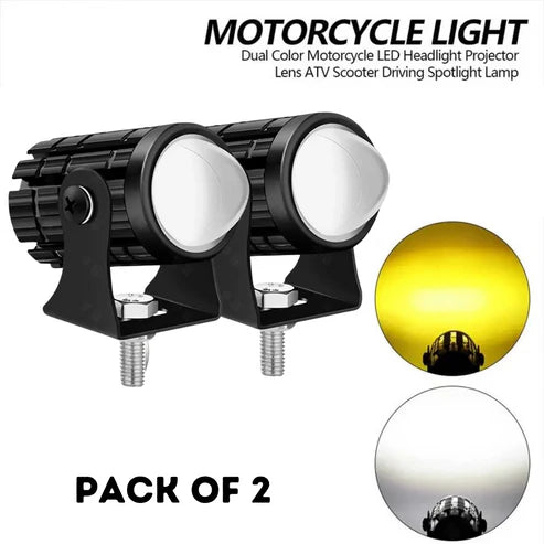 2 Pcs Set Mini Driving Fog Lights with Two Colour White & Yellow | Free delivery with 50% off 🎁